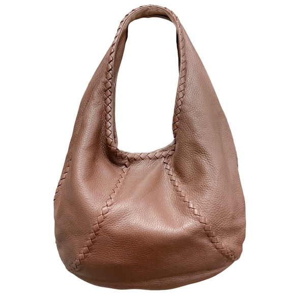 BOTTEGA VENETA BROWN INTRECCIATO WOVEN DETAIL GRAINED LEATHER HOBO SHOULDER BAG - Picture 3 of 14